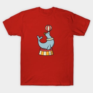 Vintage Cartoon Circus Seal Balancing a Ball T-Shirt